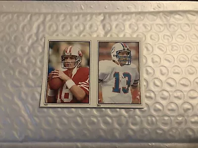 1985 Topps Album Sticker Joe Montana San Francisco #282 & Dan Marino Miami #283 • $6.12