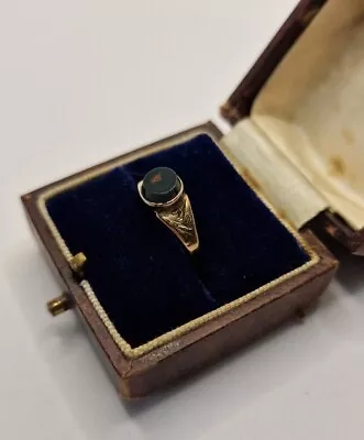 £249.99 • Buy Antique Victorian Georgian Yellow Gold Bloodstone Pinkie Small Signet Ring K 1/2