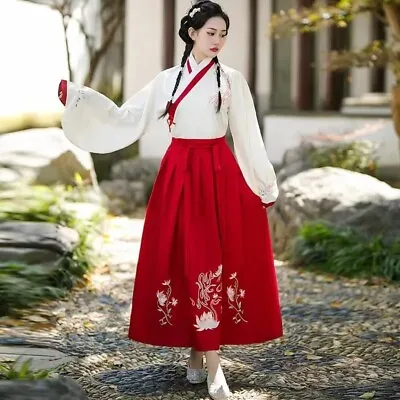 Lady Girl Embroidery Dress Hanfu Ancient Costume Tops Skirt Chinese Cosplay • £16.79