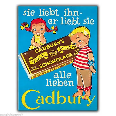 METAL SIGN WALL PLAQUE CADBURY GERMAN PRINT Retro Vintage Poster Advert 1920's • £4.45