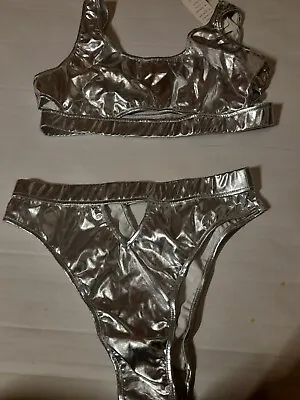 Ifelief Bikini Metallic Silver Medium Cut Out BNWT Freepost • £11.99