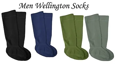Mens Fleece Wellie Wellington Socks Boot Liners Welly Dry Warmers Warm UK 6-11 • £6.49