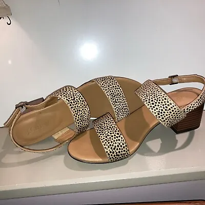 J.Crew Factory 8.5 Leopard Calf Hair Low Block Heel Sandals Shoes • $55