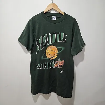 Vintage Seattle SuperSonics Mens T-Shirt Size Large NBA Basketball Green Rare • $51.46