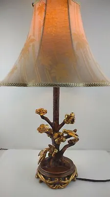24.5  Brass Color Style Painted  Hummingbird Hovering Over Flowers Table Lamp • $87.49