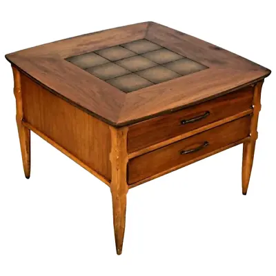 Vintage Lane Alta Vista Two Drawer Walnut Table With Center Insert Mid Century • $398.65