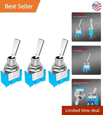 Mini Toggle Switch SPST - Metal - 2 Position - 6A/125VAC - 3A/250VAC - 3pcs • $13.99