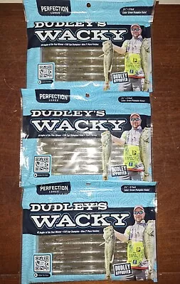 Dudley's Wacky Perfection Lures 5 3/8  Green Pumpkin Violet Worm 24 Total 3 Pack • $17.98