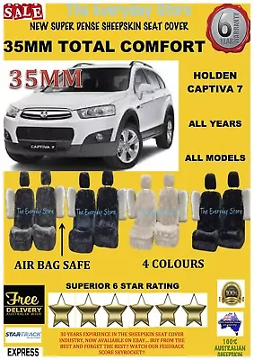 Holden Captiva 7 Super Dense Sheepskin Car Seat Covers Pr Airbag Safe 35MM • $268