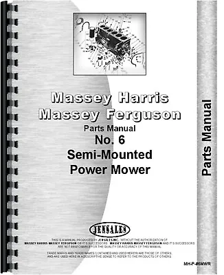 Massey Harris 6 Sickle Bar Mower Parts Manual Catalog • $27.99