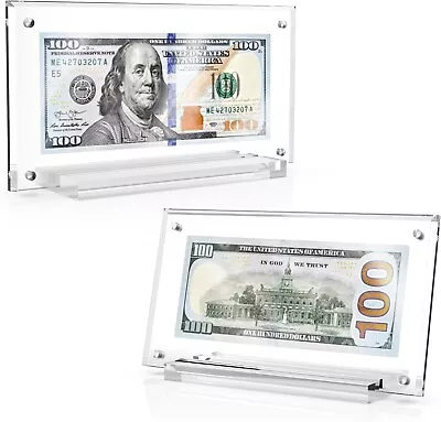 2PC Dollar Bill Frame Holder For Collectors Acrylic Display Case Currency Ticket • $25.30