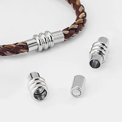 £3.71 • Buy 5/10Sets Barrel Magnetic Clasp End Caps For Round Leather Cord Necklace/Bracelet