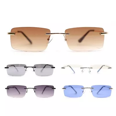 Rimless Narrow Rectangle Minimal Simple Dad Sunglasses • $13.95