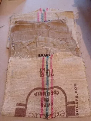 4  Used Mixed Coffee Sacks - JUTE HESSIAN Material  • £12.99