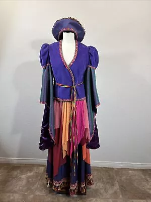 Women’s M 36”  Medieval Renaissance Purple Gypsy Costume Jacket Skirt Hat Sash • $109