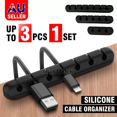 $8.90 • Buy 3x USB Charge Cable Holder Desk Cable Clips Organizer Cord Management