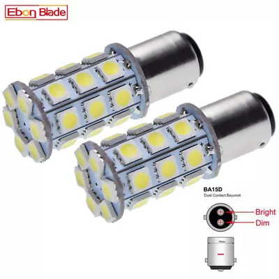 2 X 6V 6 Volt LED BA15D 1142 Dual LIGHT WHITE 27 SMD Caravan Car Auto Indicator • $8.34