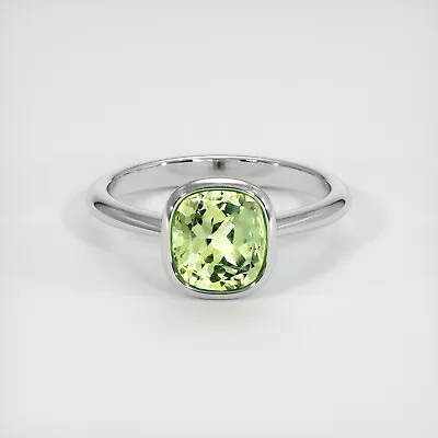 Montana Cushion Yellowish Green Sapphire 18K White Gold Ring 2.03CT • $5677.55