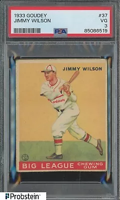 1933 Goudey #37 Jimmy Wilson St. Louis Cardinals PSA 3 VG • $18.50