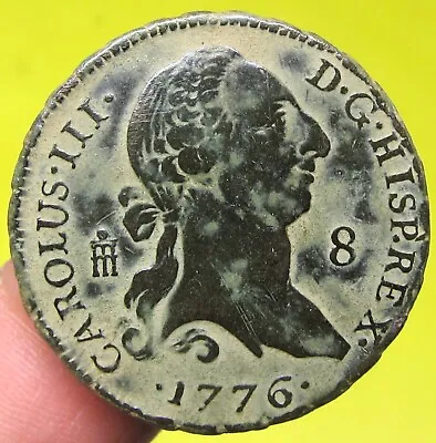 Amazing 1776 PIRATE COB SPANISH 8 Maravedis Colonial Coin Carlos CHARLES III • $180