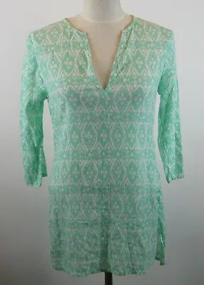 J. Crew Crinkle Gauze Tunic Top XXS Mint Green White  NWT Blouse • $19.99