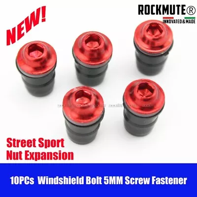 Windscreen Windshield Bolt 5MM Screw Fastener Nut Expansion Motorcycle 10pc RED • $6.17
