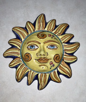 Vietri Sim Sicilian Handpainted Sun Face Wall Plaque Signed Made In Italy • $69.99