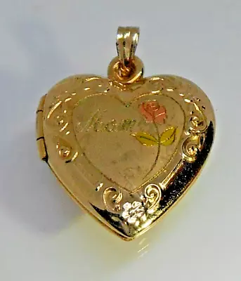 Mom Heart Locket Pendant 14k Multi-tone Gold Fill Tru-Kay Engraved Embossed • $35