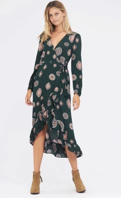 $30 • Buy Tigerlily Matisse Midi Wrap Dress - Emerald, Size 8