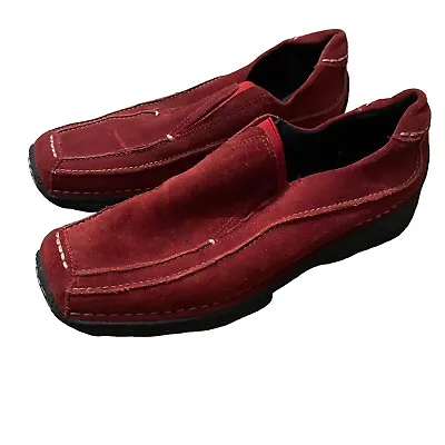 Sally O’hara Red Suede Chunky Loafers Shoes EU 40 UK 6.5 • £14.95