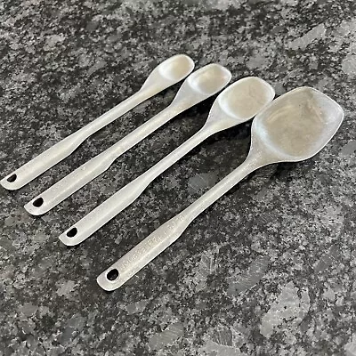 Vintage Set Of Aluminum Measuring Spoons Long Handle Slight Cooper Tone • $11.99