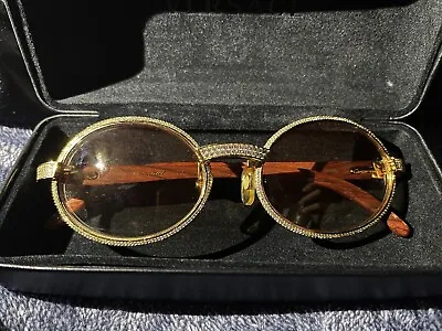 $2500 • Buy Cartier Giverny Vintage Gold Wood W/ Diamond Frame 55 22