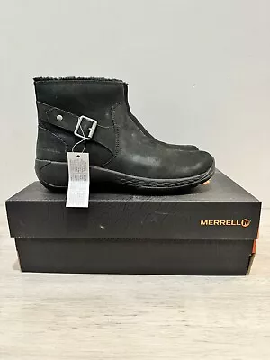 NEW Merrell Encore Mid Boot Q2 Womens Sz 6.5 Black Ankle Bootie Fleece With Tags • $44.95