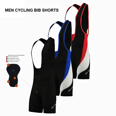 Mens Performance Cycling Bib Shorts Coolmax? Padded Cycle Pants Shorts • $16.95