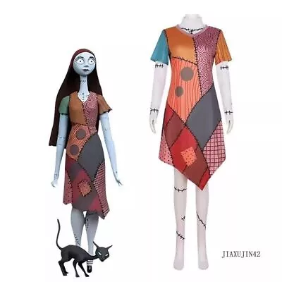 The Nightmare Before Christmas Sally Cosplay Costume Dress Complete Set Women • $30.49