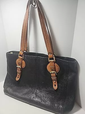 Lauren Ralph Lauren Purse Bag Black Leather Zip  Textured Matte  VINTAGE • $31.49