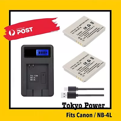 2x Battery +Usb Lcd Charger For Canon NB-4L NB4L Digital IXUS 115 117 220 230 HS • $37.60