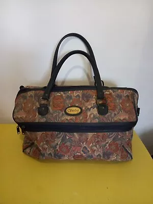 RARE VINTAGE 80s LADIES FLORAL TAPESTRY WEEKEND TRAVEL BAG  • £14.99