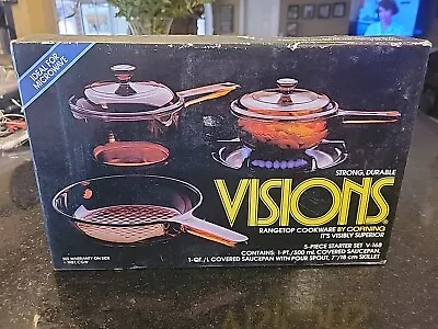 Vtg 1987 NEW SEALED BOX Corning VISIONS Rangetop Cookware 5 Piece Set V 168  • $125
