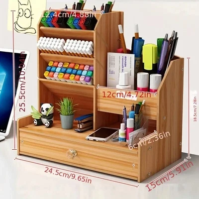 £14.25 • Buy Wooden Desk Storage Box Student Supplies Pen Pencil Notes Drawer