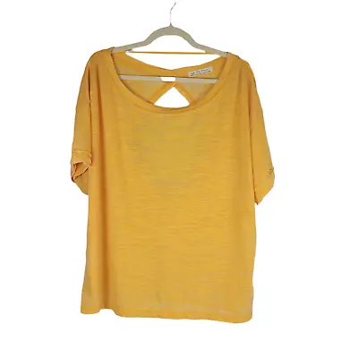 $22 • Buy We The Free People Shirt Ladies Size Medium Open Back Yellow Gold Active Top