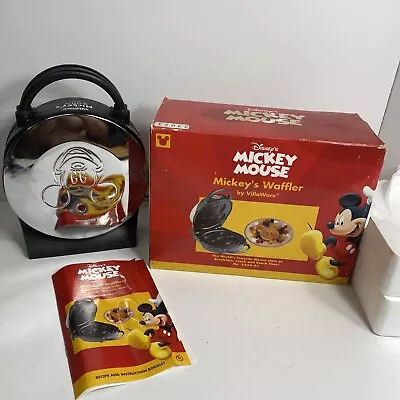 VillaWare Mickey's Waffler Disney Mickey Mouse Waffle Maker Iron With Box Tested • $39.95