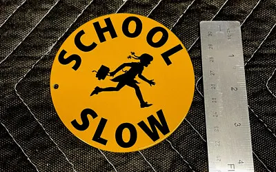 $25 • Buy School Slow Thick Metal Magnet Children At Play Gas Oil Sign Crosswalk Caution