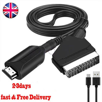 Portable HDMI To SCART Converter Cable Video Audio Adapter Lead 1M For HD TV DVD • £7.89