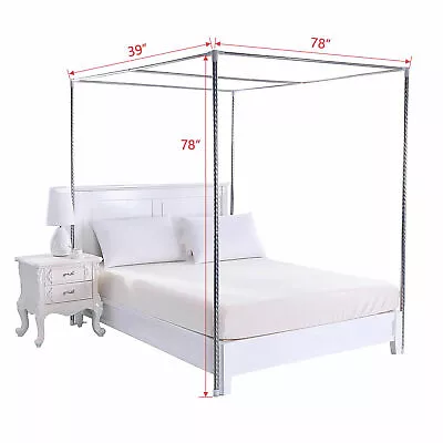 4 Corner Bed Canopy Frame Stainless Steel Post Mosquito Netting Curtain Brackets • $29.99