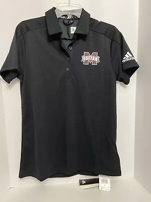 Mississippi State Bulldogs Adidas Woman’s Black Game Mode Polo Golf Shirt M • $26.24