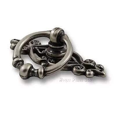 FURNITURE Hardware Drawer Ring Pull KNOB Aged Pewter With Backplate • $2.85