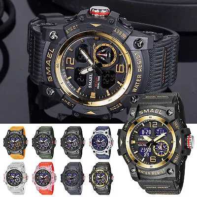 SMAEL Mens Sports Watch Waterproof Quartz Analog Digital Military Wrist Watches • $15.19