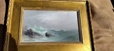 George M. Hathaway (Maine/U.K. 1852-1903) Maine Seas Oil On Board Signed LL • $899