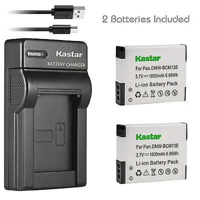 Kastar 2 Battery + Charger For Panasonic Lumix DMW-BCM13E/PP DMC-ZS30 TS5 ZS40K • $12.59